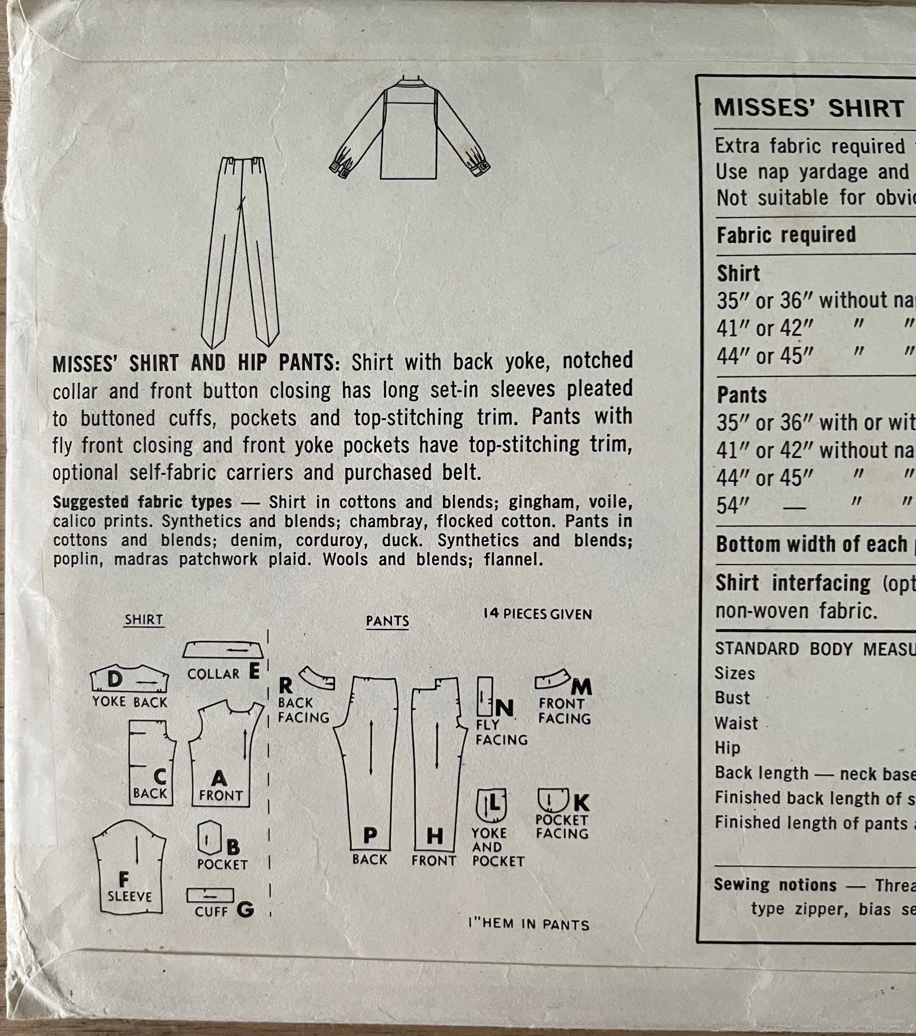Simplicity 6365 Womens Size 16 Shirt Trousers