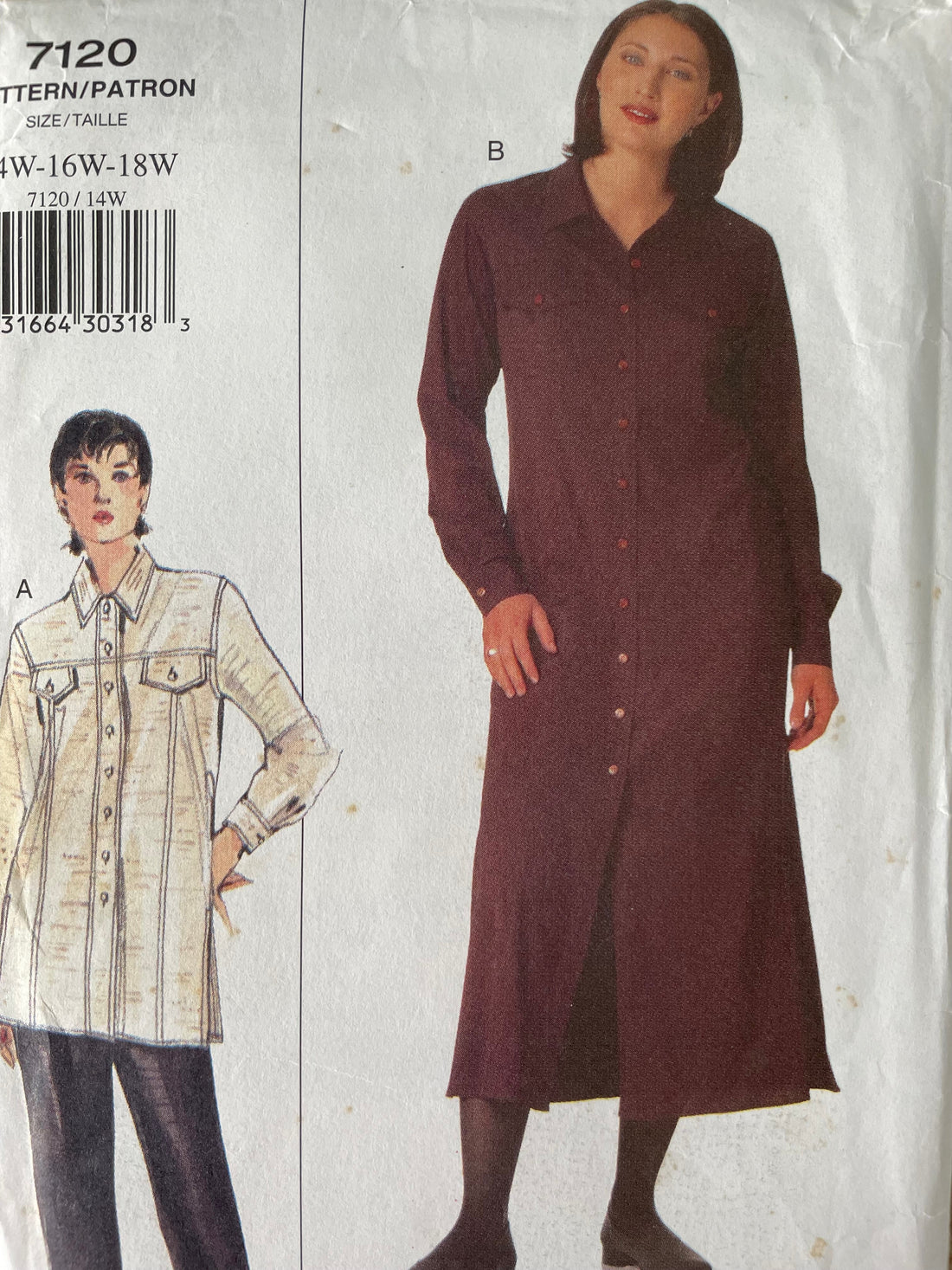 Vogue 7120 Womens Size 14-18 Petite Shirt Dress Trousers FF