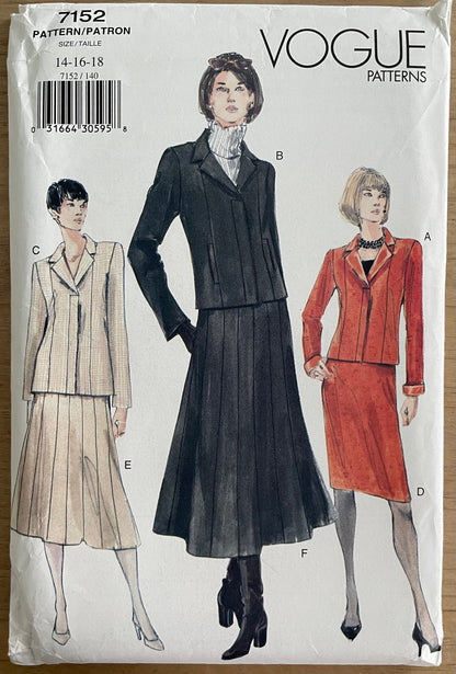 Vogue 7152 Womens Size 14-18 Jacket Skirt FF