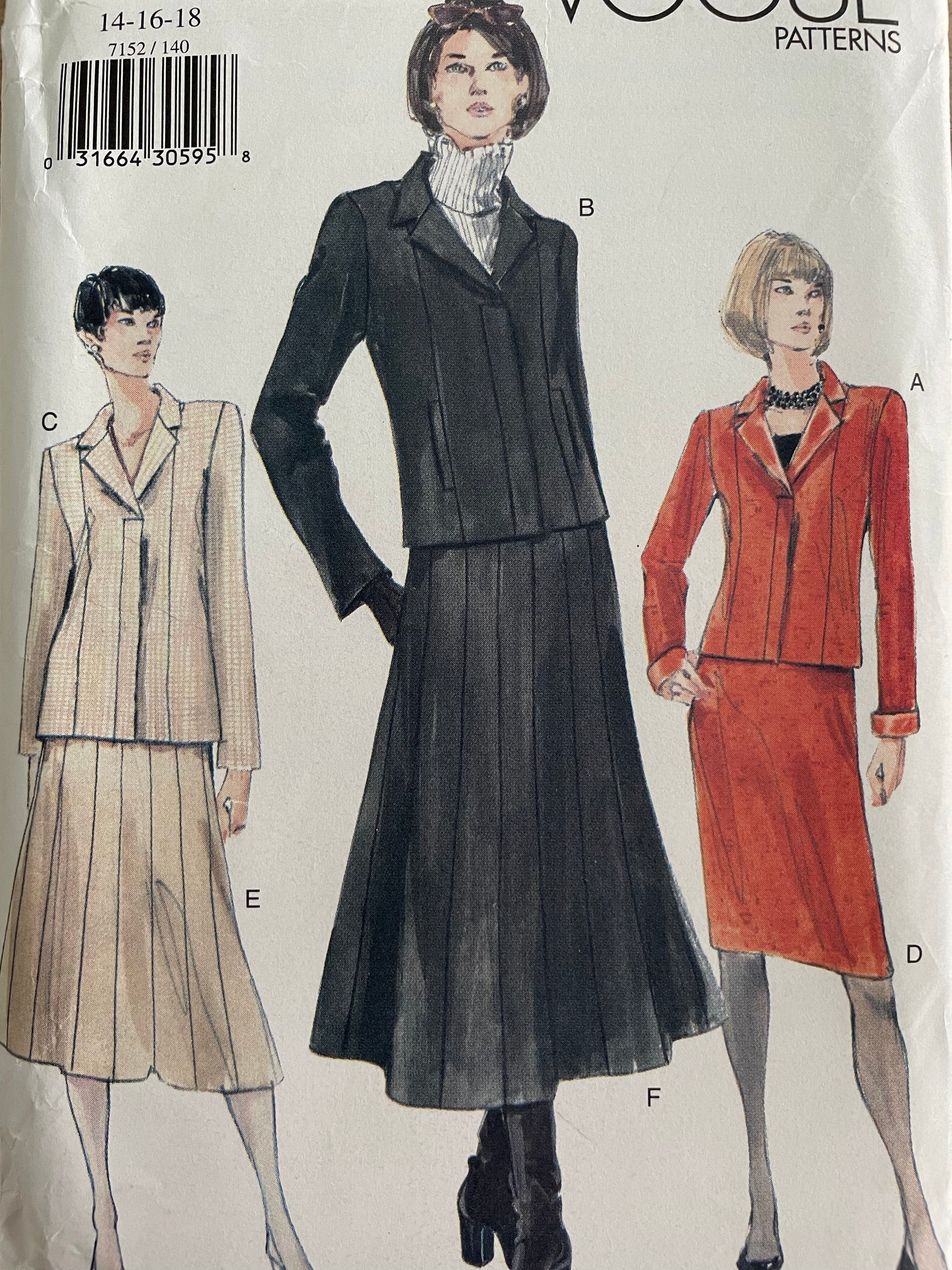 Vogue 7152 Womens Size 14-18 Jacket Skirt FF