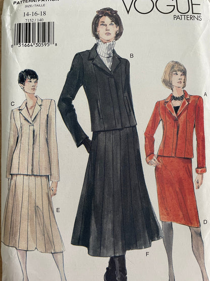 Vogue 7152 Womens Size 14-18 Jacket Skirt FF