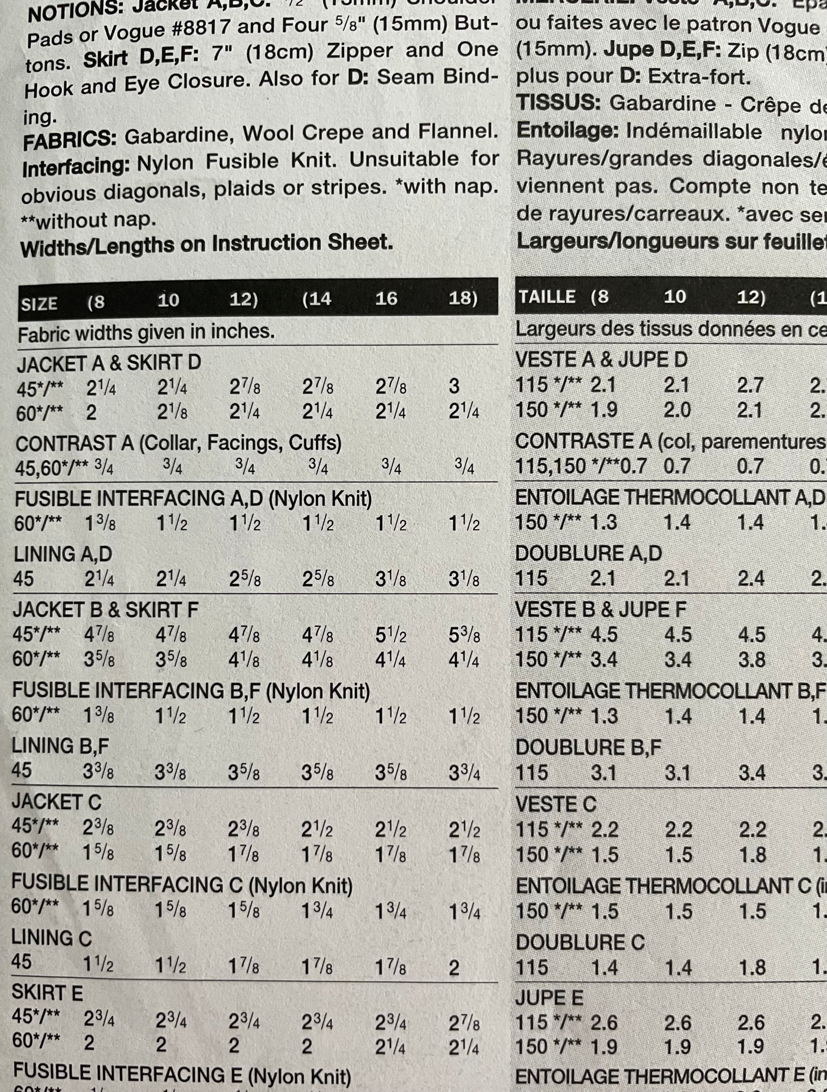 Vogue 7152 Womens Size 14-18 Jacket Skirt FF