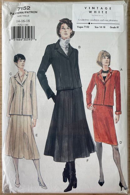 Vogue 7152 Womens Size 14-18 Jacket Skirt FF