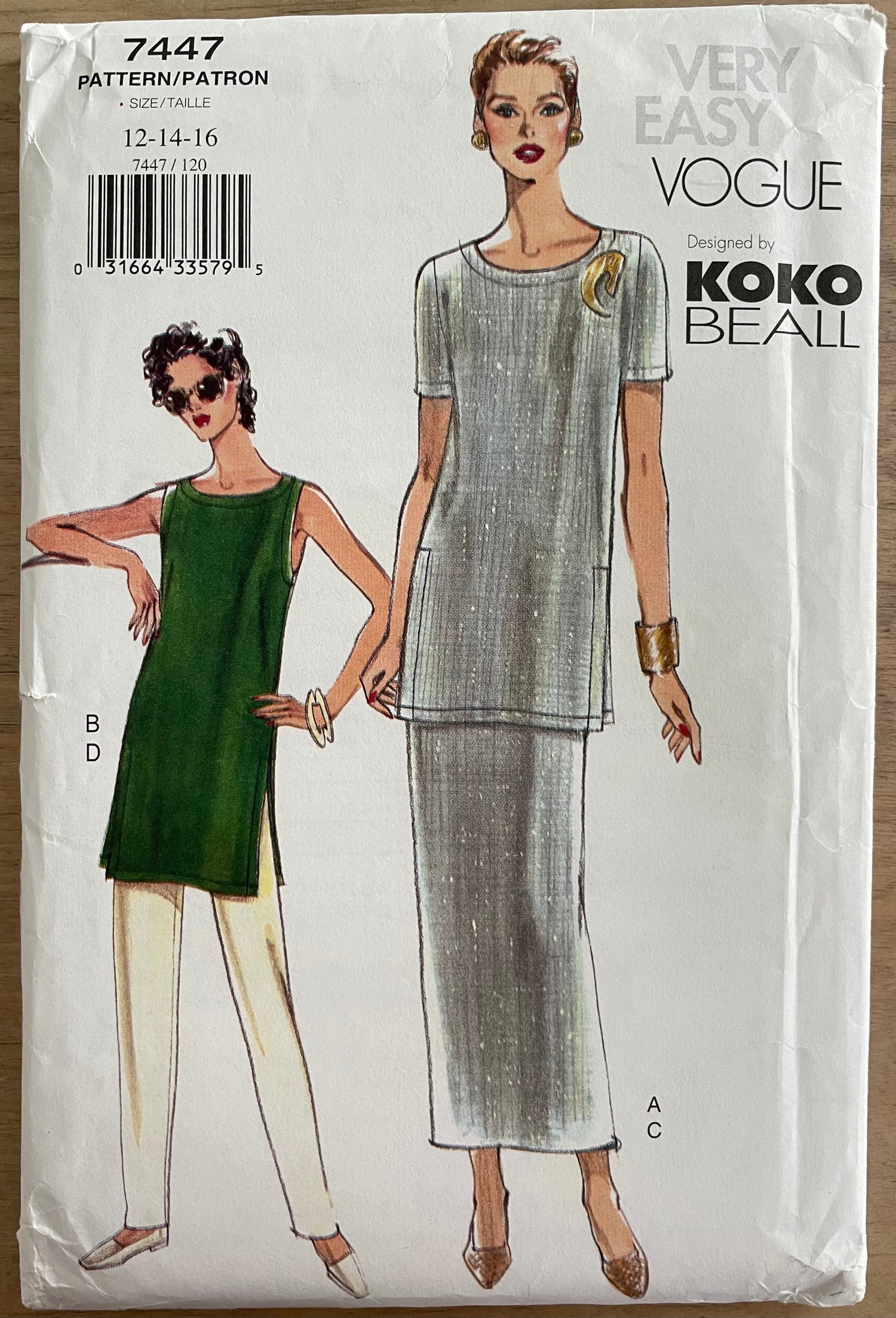 Vogue 7447 Womens Size 12-16 Petite Top Tunic Trousers FF