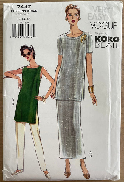 Vogue 7447 Womens Size 12-16 Petite Top Tunic Trousers FF