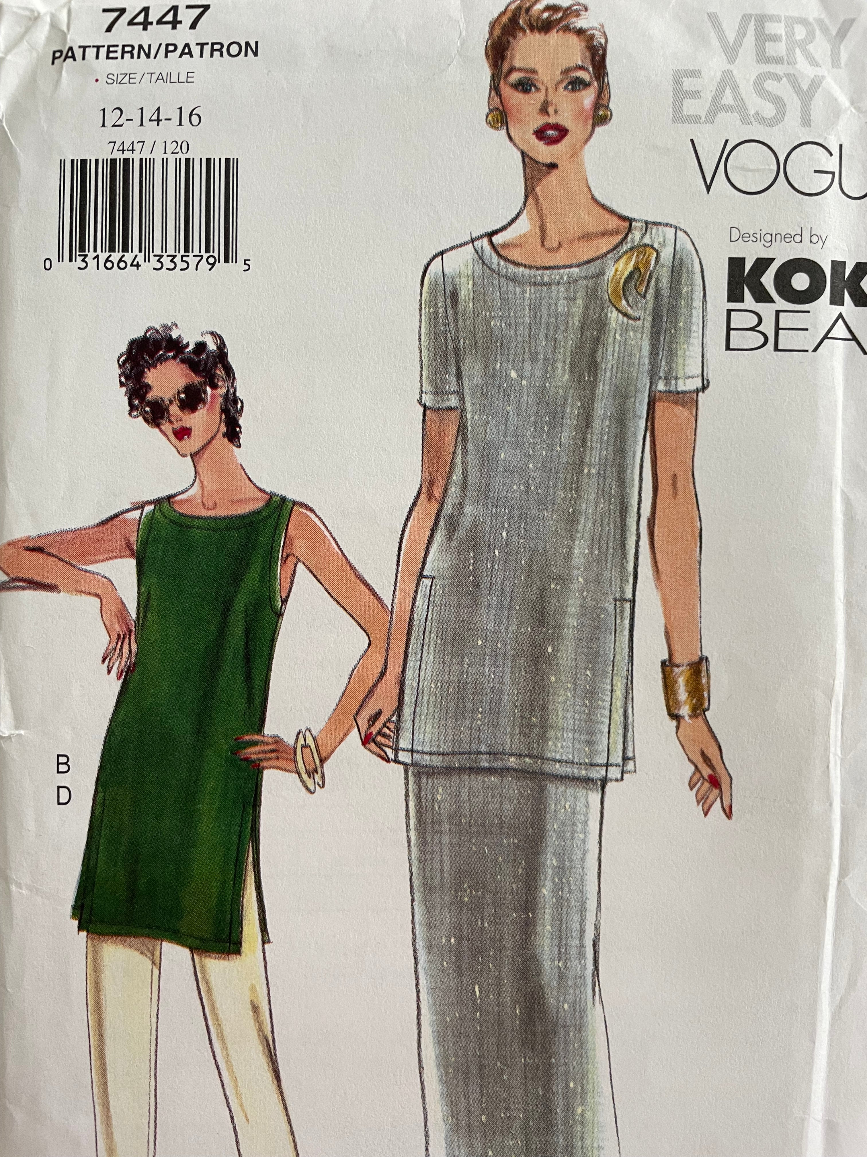 Vogue 7447 Womens Size 12-16 Petite Top Tunic Trousers FF
