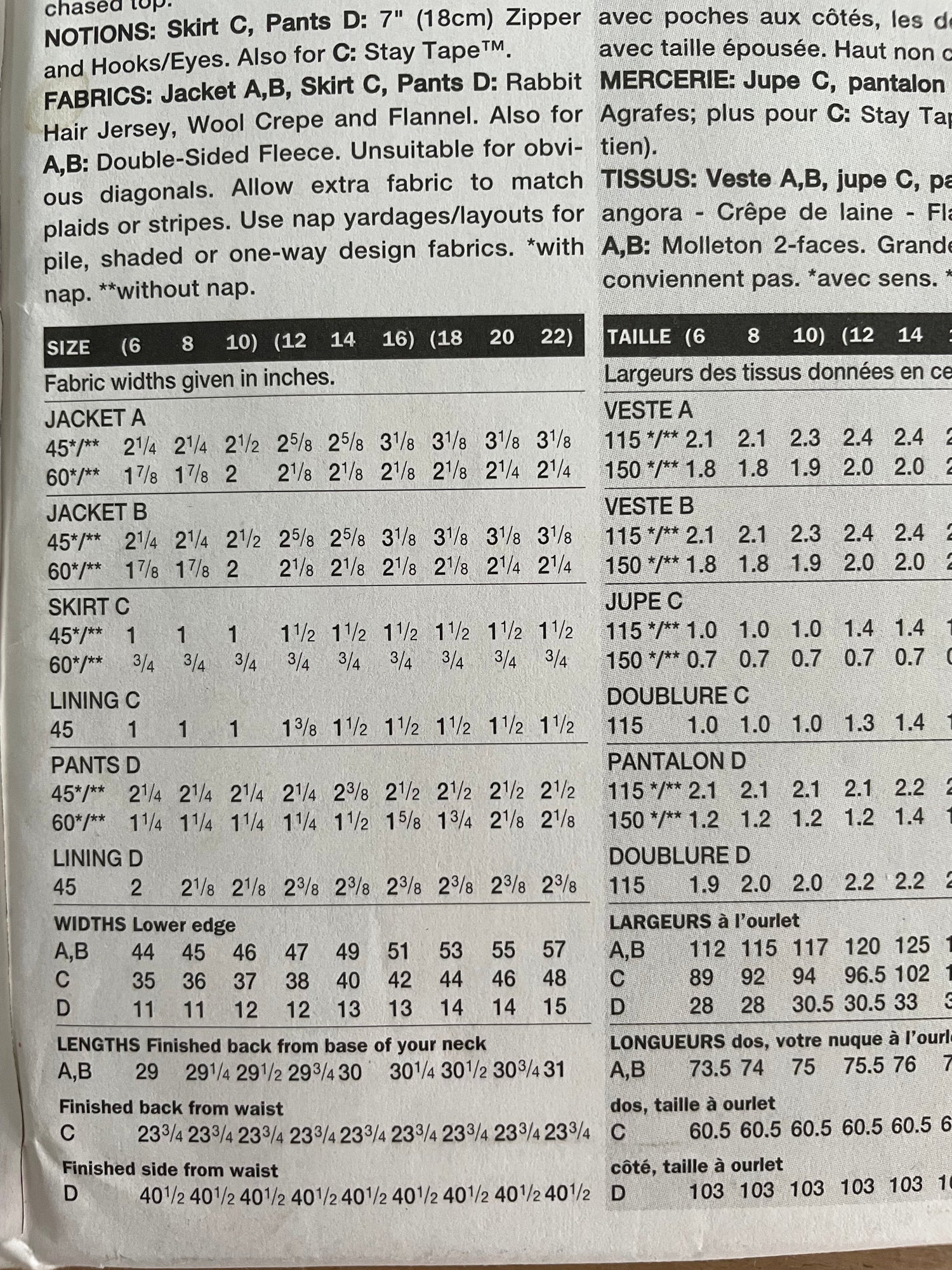 Vogue 7344 Womens Size 12-16 Petite Jacket Skirt Trousers FF