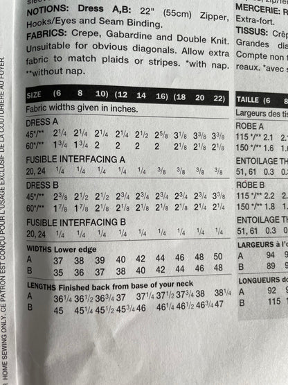 Vogue 7406 Womens Size 12-16 Petite Dress FF