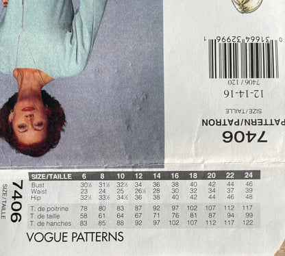 Vogue 7406 Womens Size 12-16 Petite Dress FF