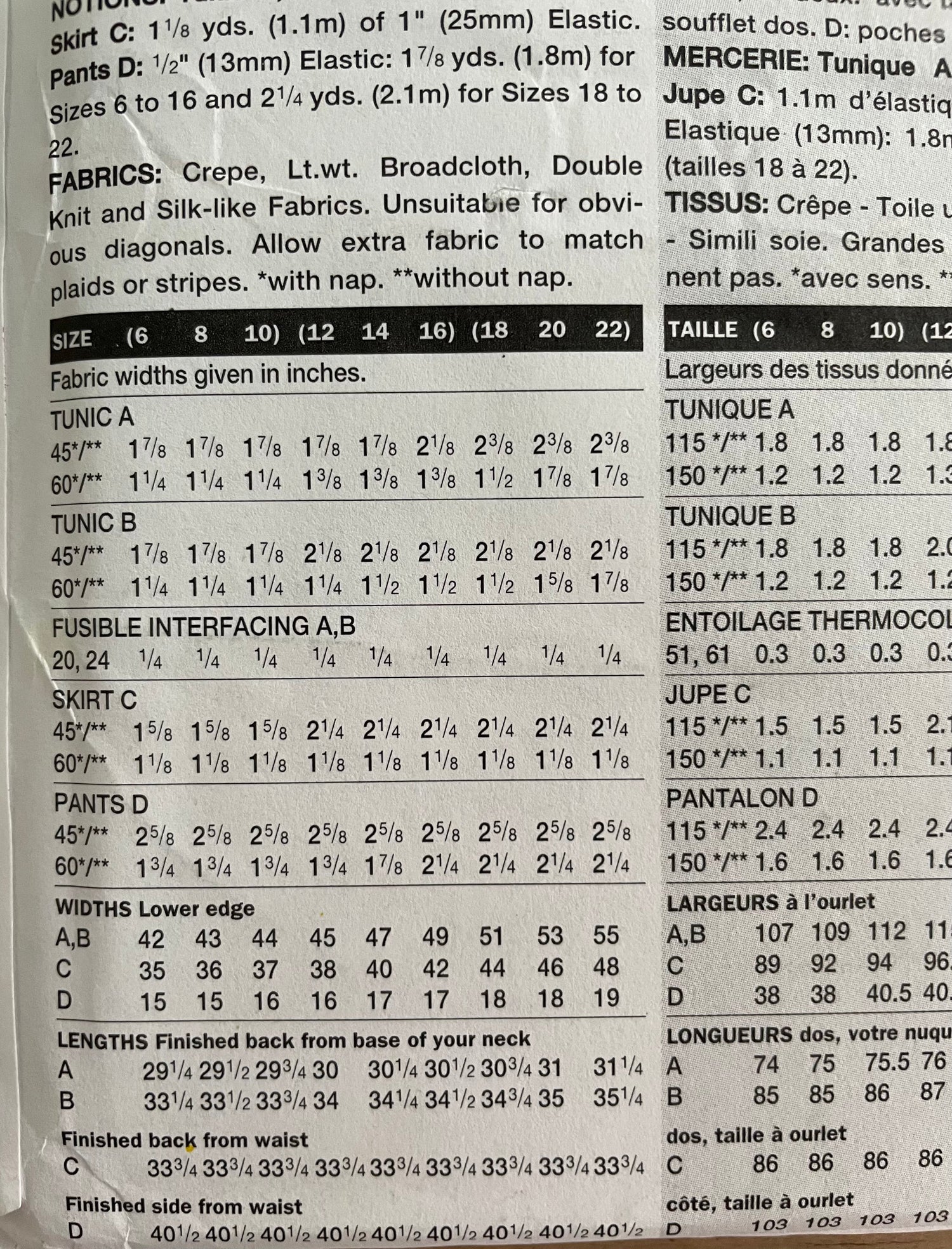 Vogue 7447 Womens Size 12-16 Petite Top Tunic Trousers FF