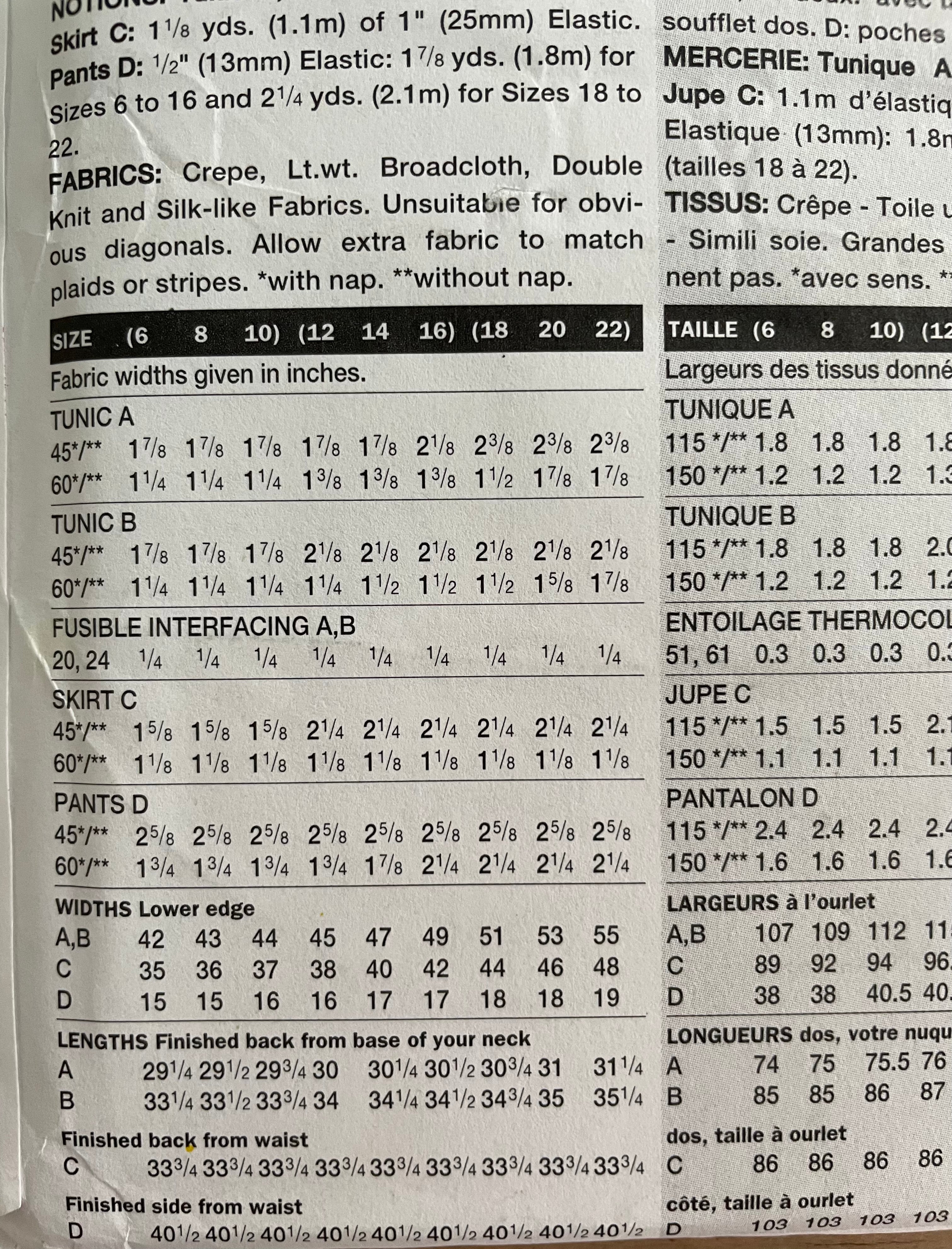 Vogue 7447 Womens Size 12-16 Petite Top Tunic Trousers FF