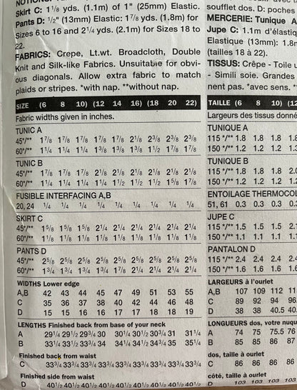 Vogue 7447 Womens Size 12-16 Petite Top Tunic Trousers FF