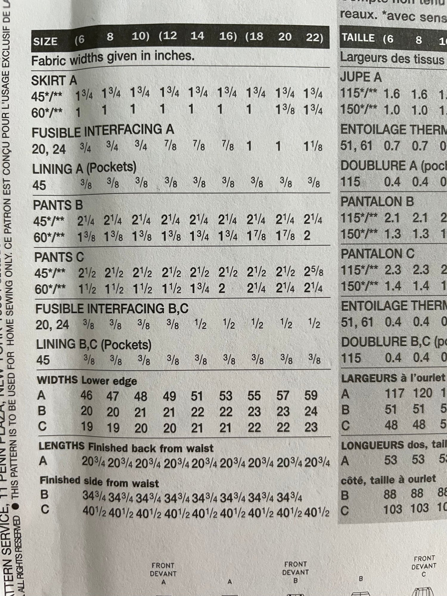 Vogue 7546 Womens Size 12-16 Trousers Skirt FF