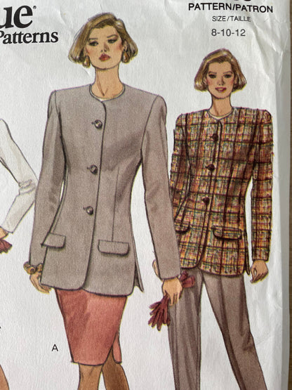 Vogue 8206 Womens Size 8-12 Top Jacket Skirt Trousers FF