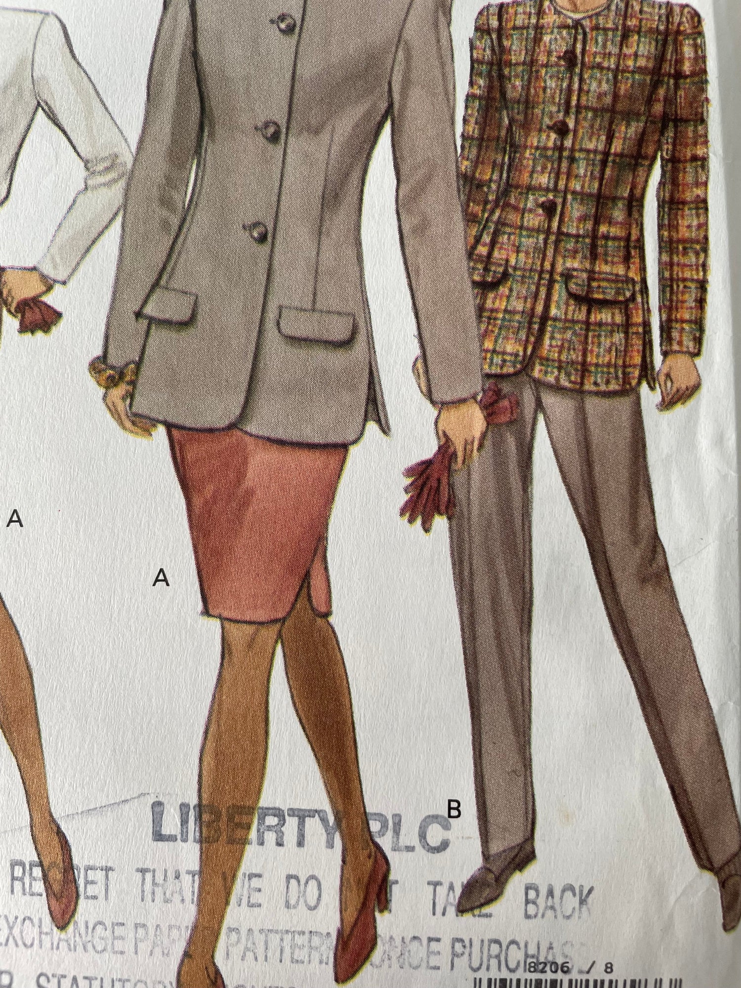 Vogue 8206 Womens Size 8-12 Top Jacket Skirt Trousers FF