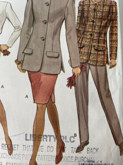 Vogue 8206 Womens Size 8-12 Top Jacket Skirt Trousers FF