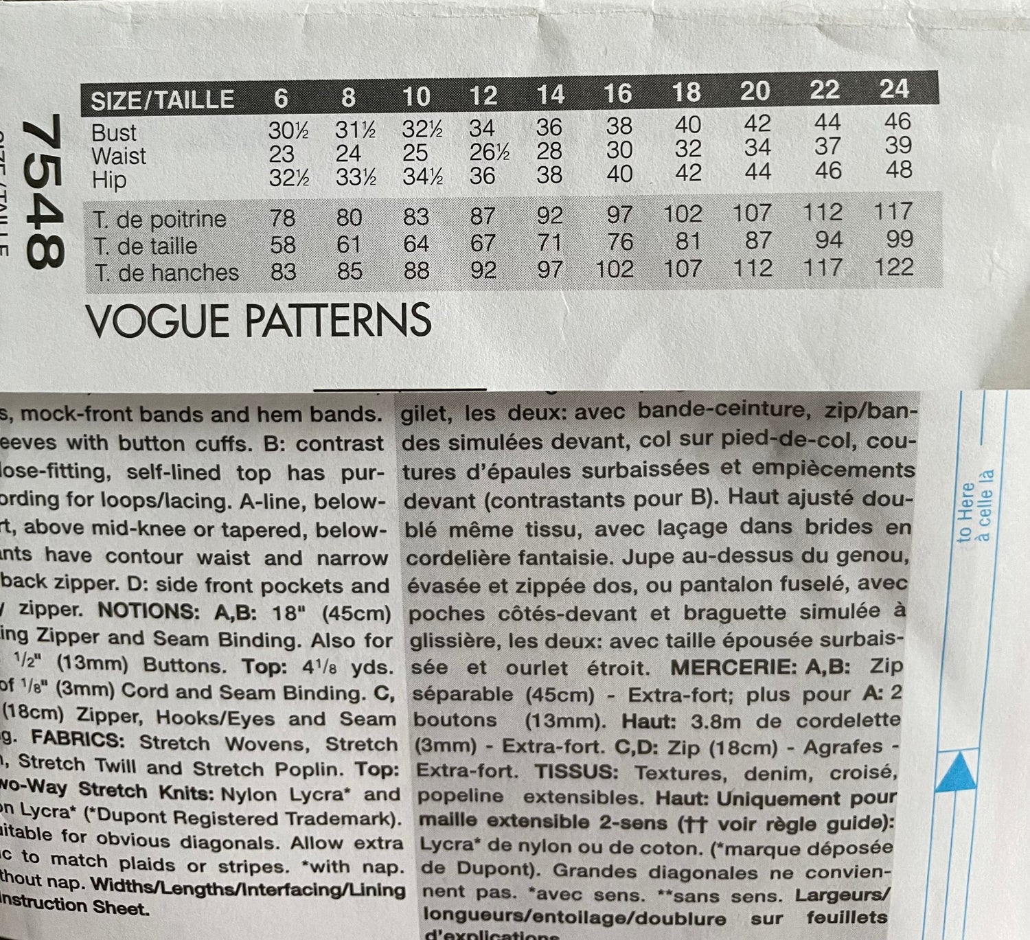 Vogue 7548 Womens Size 14-18 Jacket Waistcoat Top Trousers FF