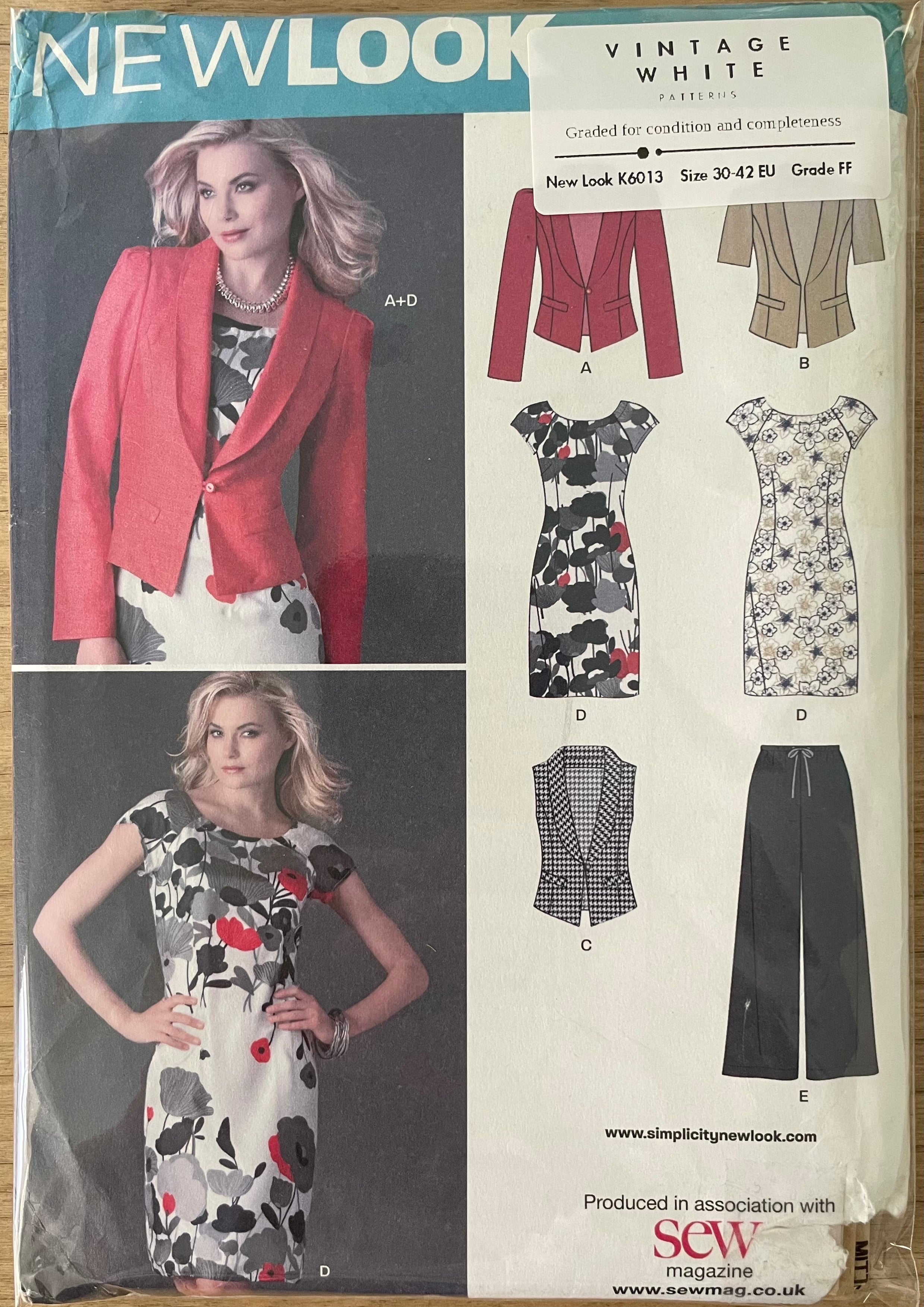 New Look K6013 Womens Size 30-42 EU Jacket Waistcoat Dress Trousers