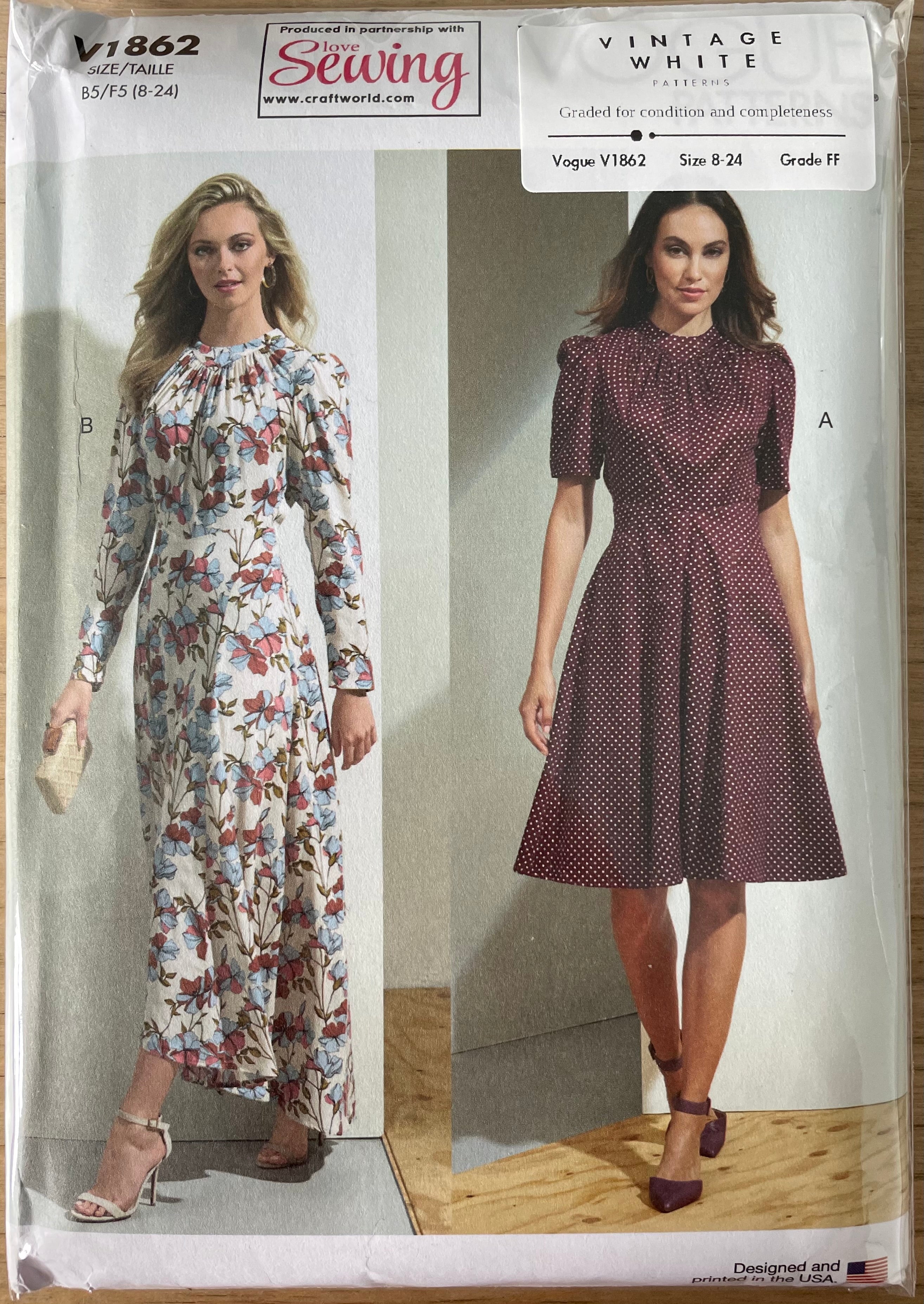 Vogue V1862 Womens Size 8-24 Dress FF