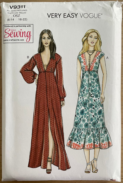 Vogue V9311 Womens Size 6-22 Dress FF