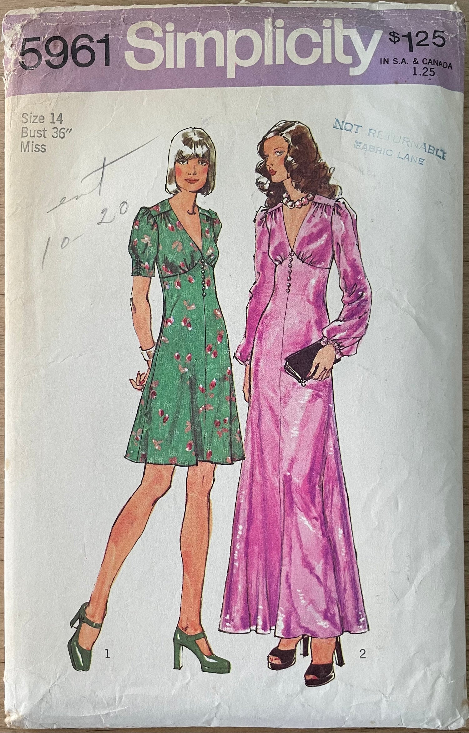 Simplicity 5961 Womens Size 14 Dress