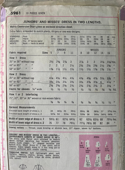 Simplicity 5961 Womens Size 14 Dress