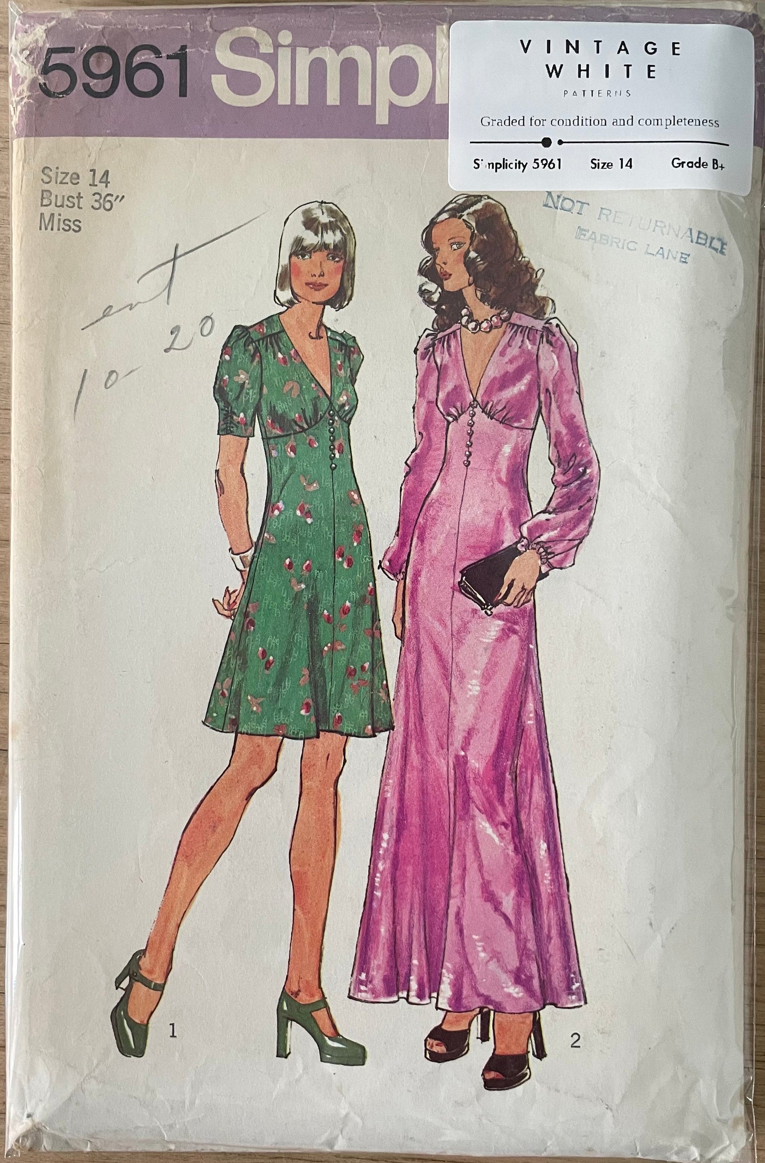 Simplicity 5961 Womens Size 14 Dress