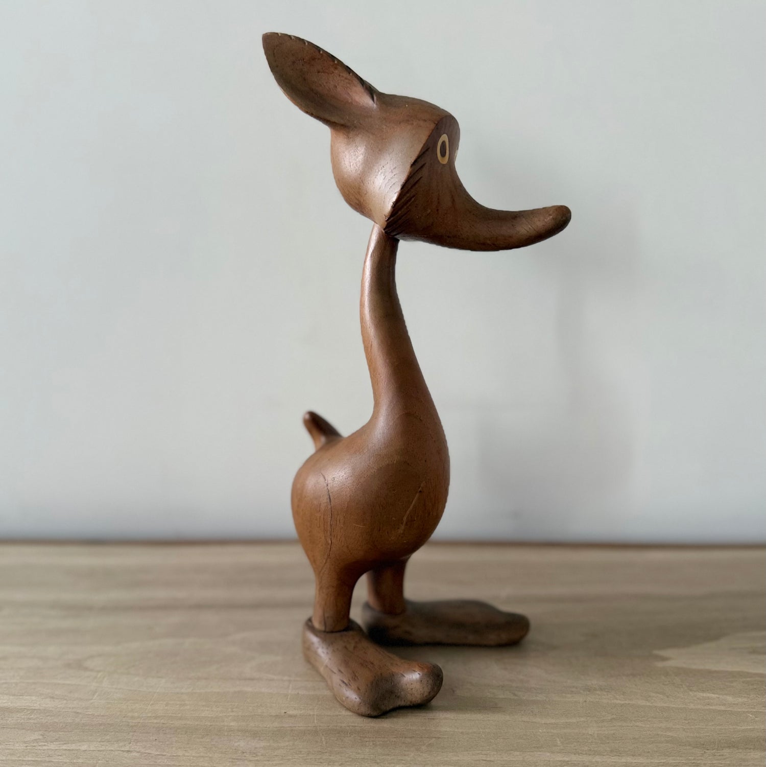 Vintage Wooden Fox Figure Mid Century Scandinavian Style 24cm