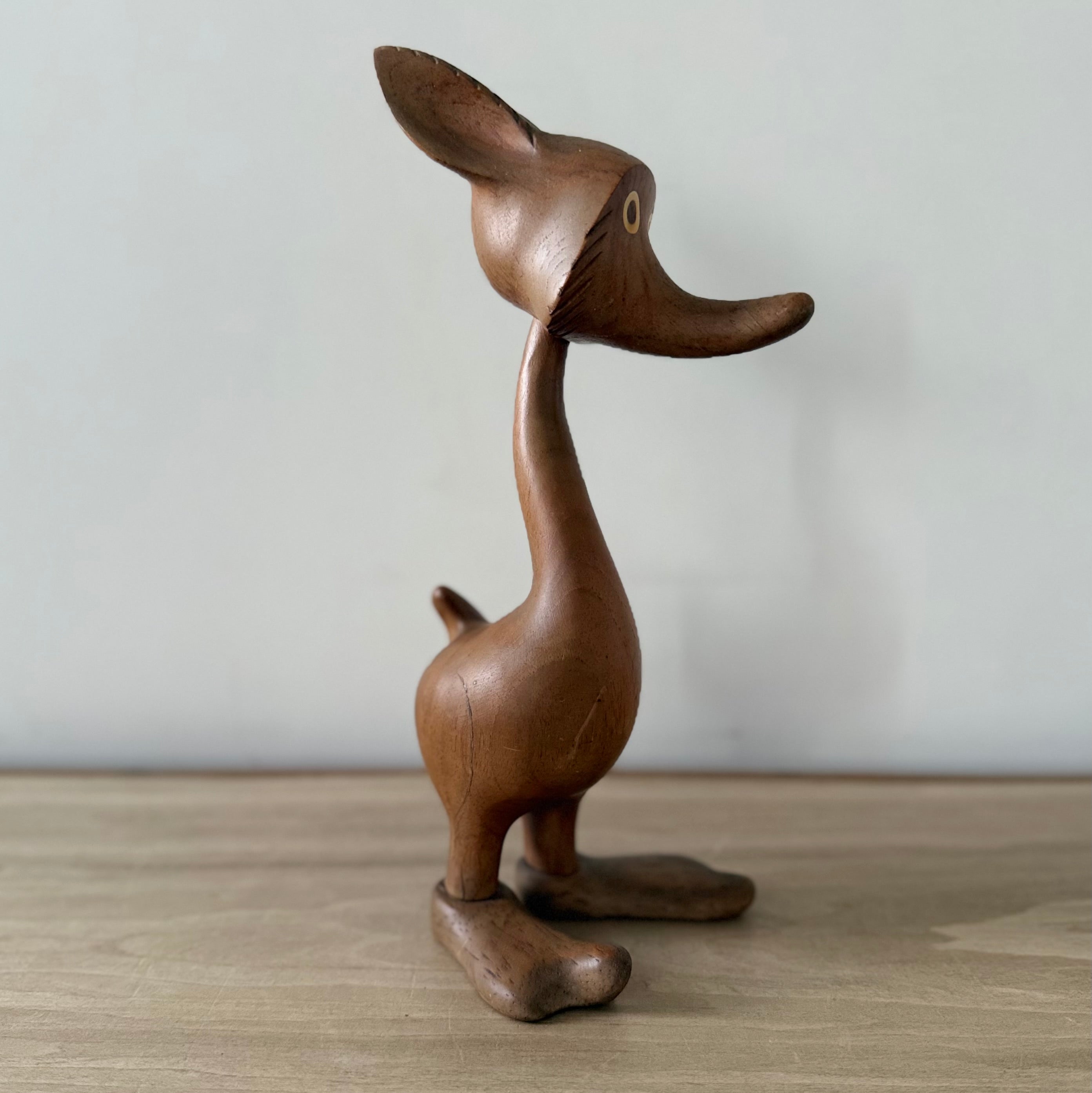 Vintage Wooden Fox Figure Mid Century Scandinavian Style 24cm