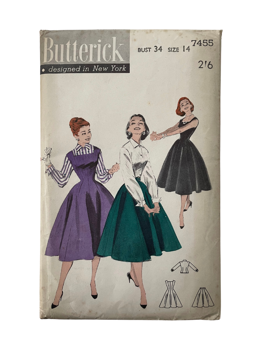 Butterick 7455 Womens Size 14 Dress Blouse Skirt FF