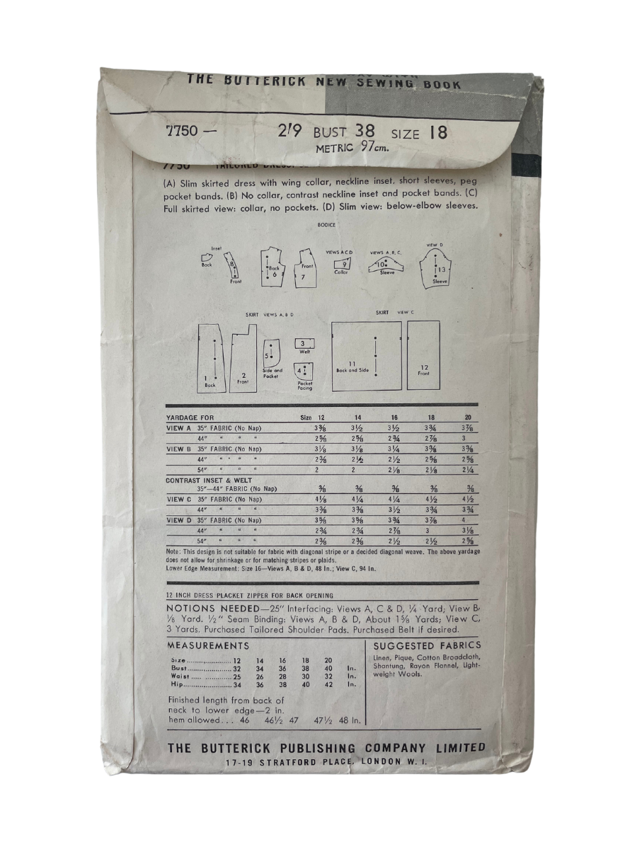 Butterick 7750 Womens Size 18 Dress