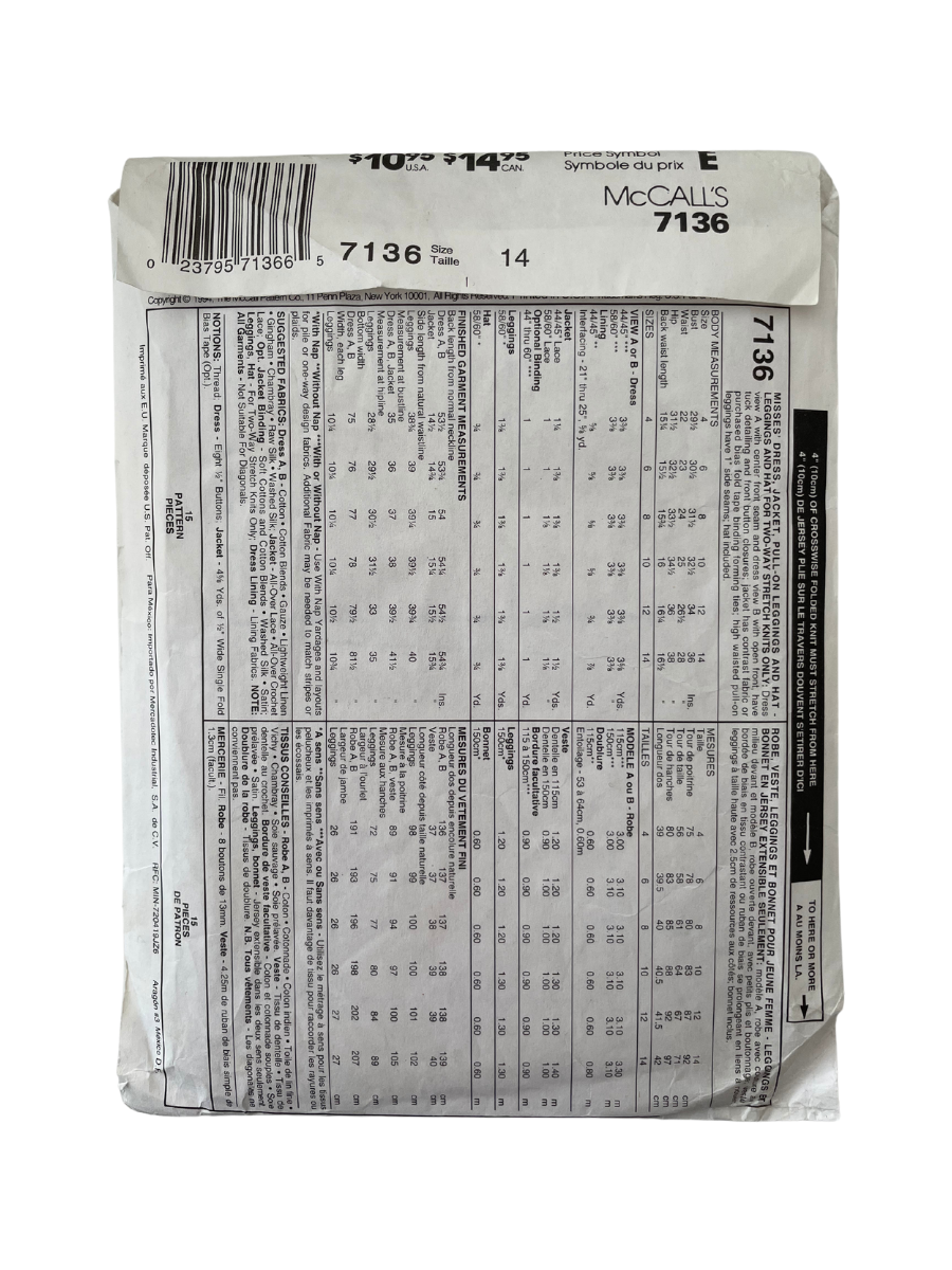 Butterick 9764 Womens Size 18 Dress