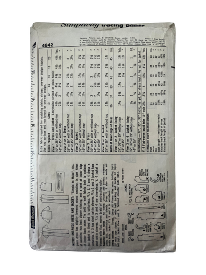 Simplicity 4842 Womens Size 20 Dress Jacket