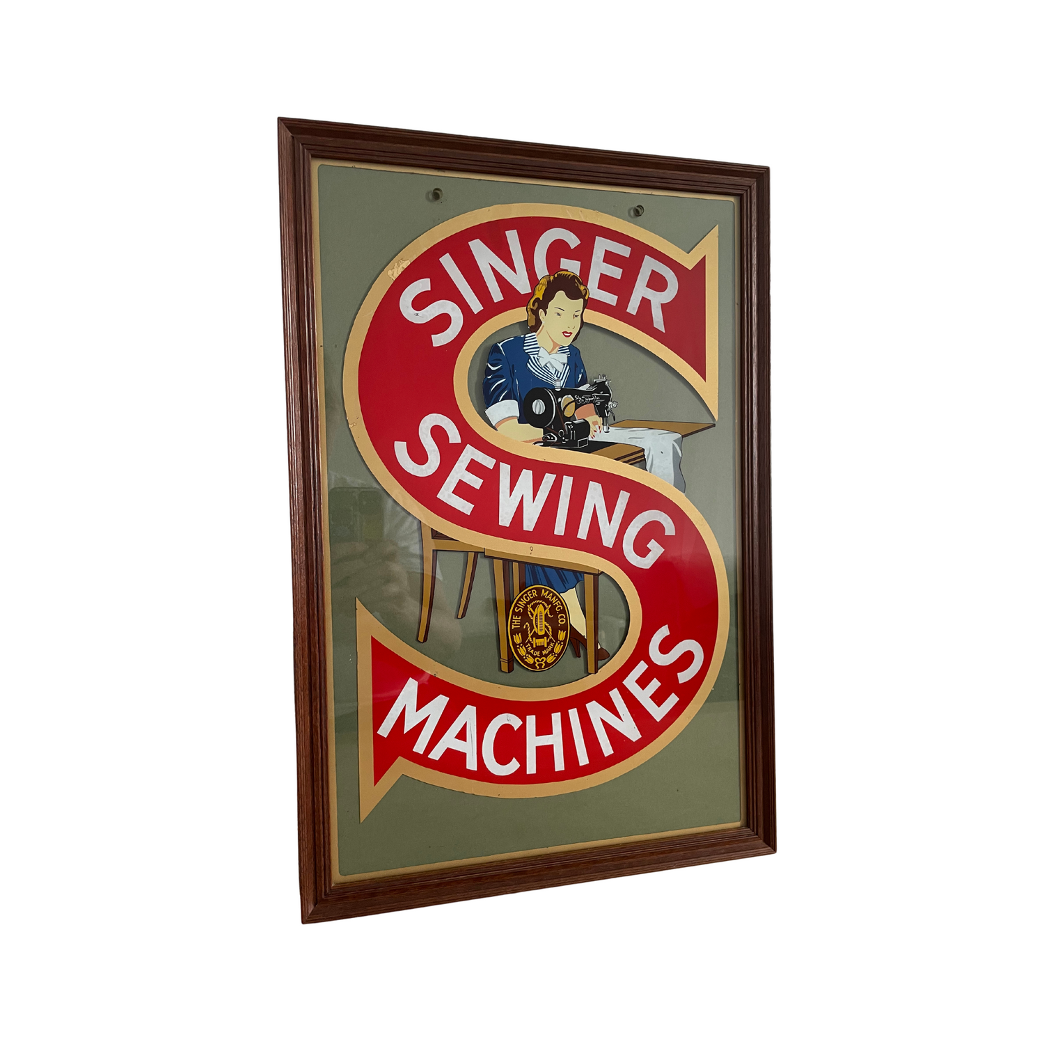 Singer Advertising Display Glass