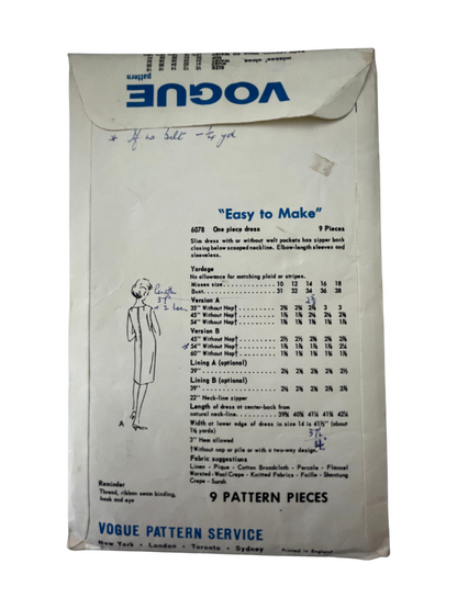 Vogue 6078 Womens Size 14 Dress