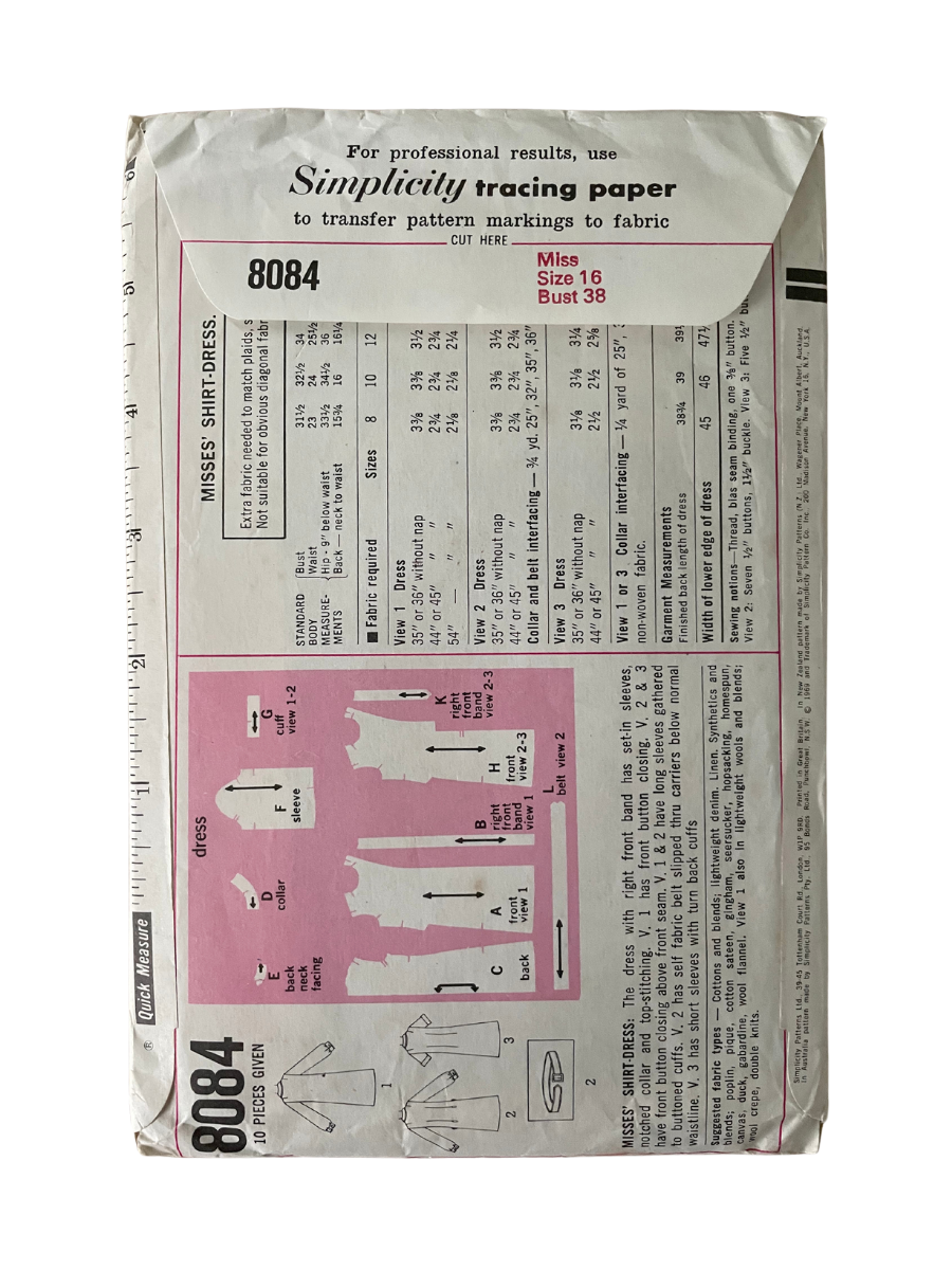 Simplicity 8084 Women’s Size 16 Dress