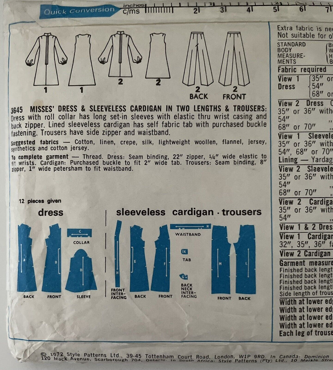 Style 3645 Womens Size 14 Dress Waistcoat Trousers