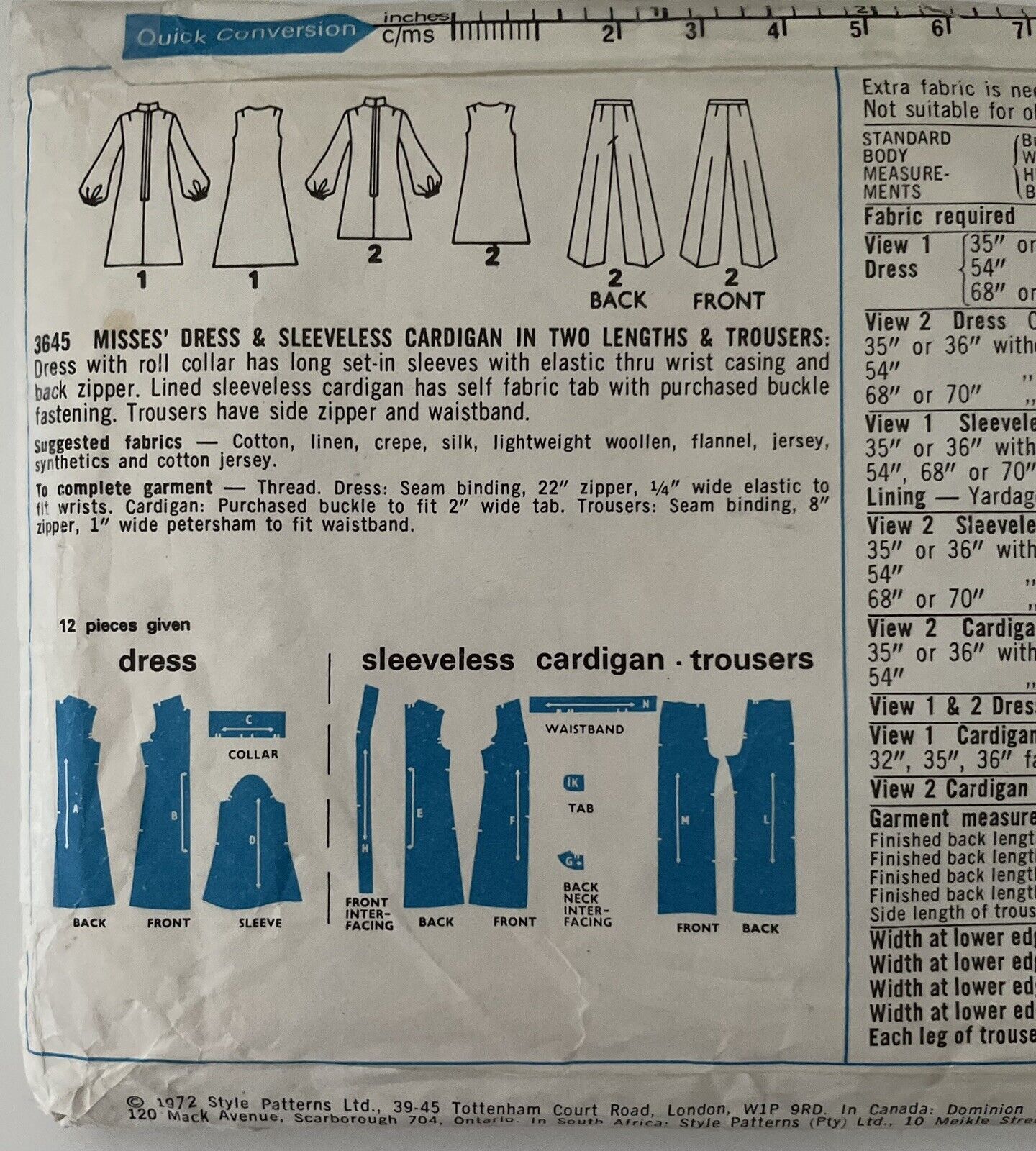 Style 3645 Womens Size 14 Dress Waistcoat Trousers