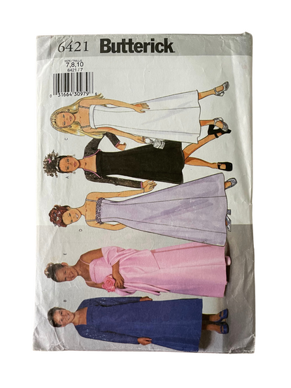 Butterick 6421 Childs Size 7-10 Prom Bridesmaid Dress *
