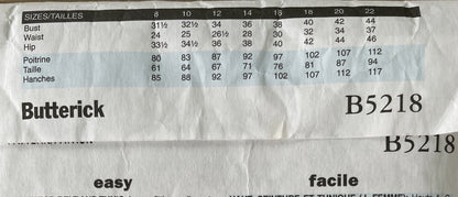 Butterick B5218 Womens Size 8-12 Blouse Shirt Top *