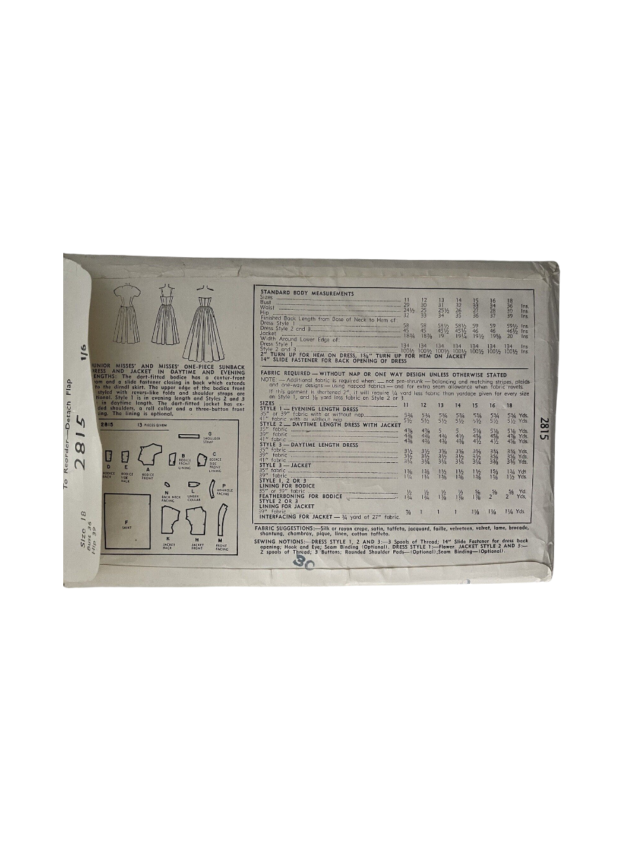 Simplicity 2815 Womens Size 18 Dress Jacket Skirt