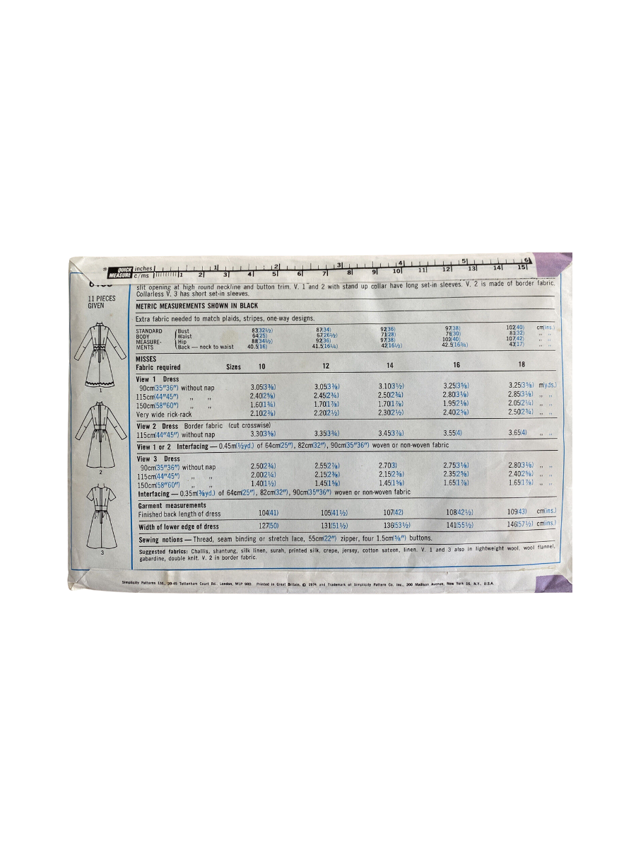 Simplicity 6153 Womens Size 12 Dress *