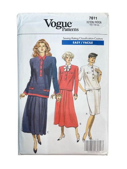 Vogue 7611 Womens Size 12-16 Petite Top Skirt FF