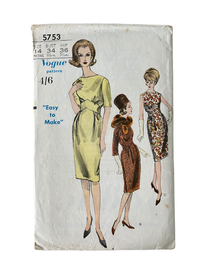 Vogue 5753 Womens Size 14 Dress