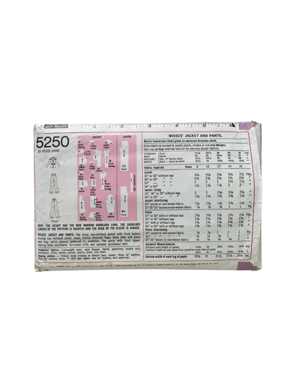 Simplicity 5250 Womens Size 14 Jacket Trousers