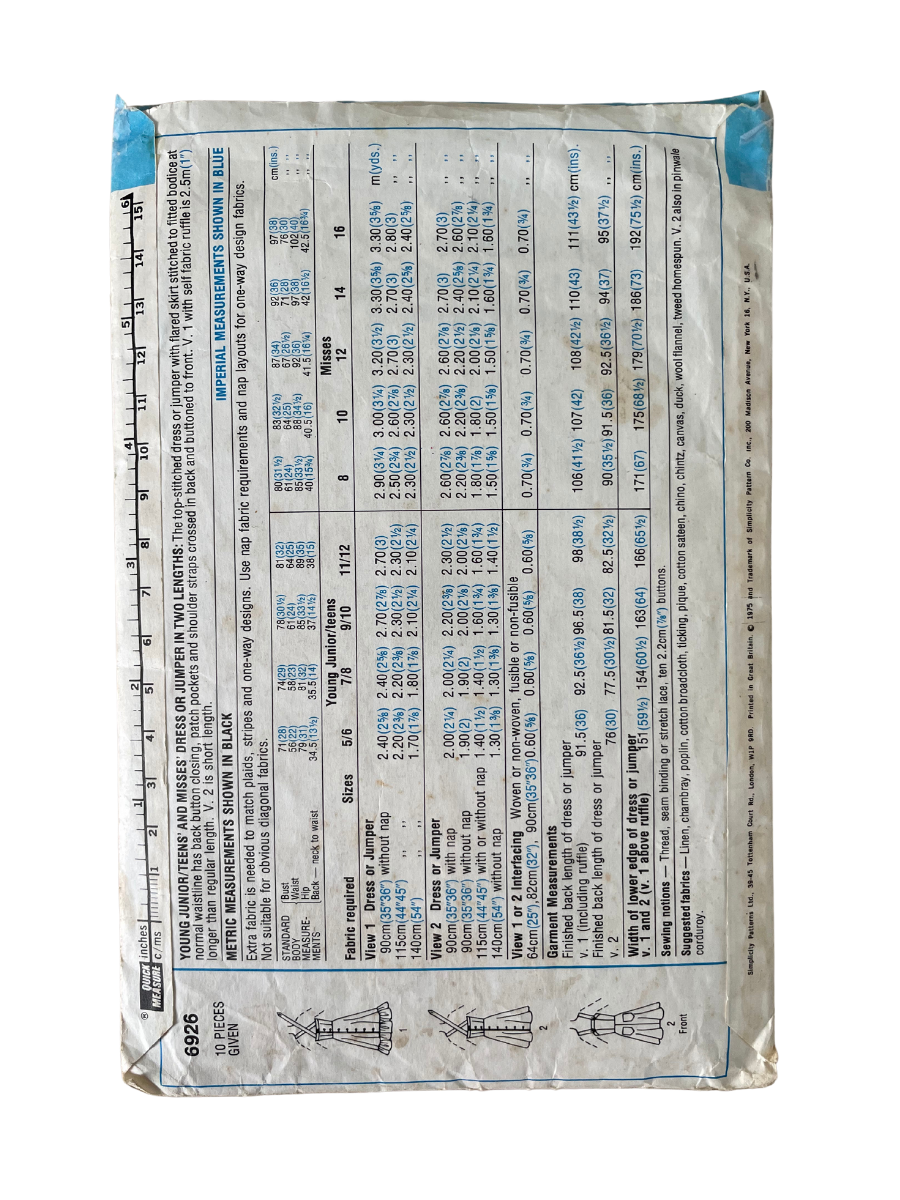 Simplicity 6926 Womens Size 14 Dress Pinafore