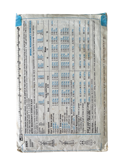 Simplicity 6926 Womens Size 14 Dress Pinafore