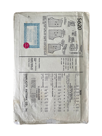 Simplicity S620 Womens Size 32&quot; Lingerie FF