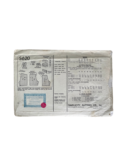 Simplicity S620 Womens Size 32&quot; Lingerie FF
