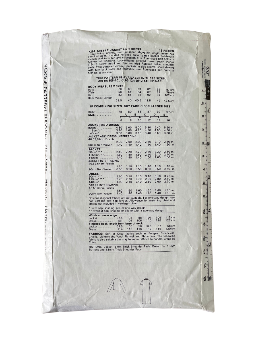 Vogue 7291 Womens Size 8-10 Dress